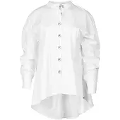 Conquista Vit blus med mandarinkrage