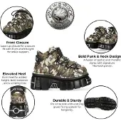 New rock M-106-C169 Camouflage Läder Metallic Gothic ankelstövlar