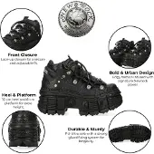 New rock Nya Rock M-106WALL-C65 Python Black Leather Platform Ankelboots