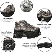 New rock M-106WALL-C56 Leopardtryck läder Gothic Platform Ankelboots