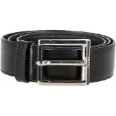 Prada Silver Buckle Belt i svart läder