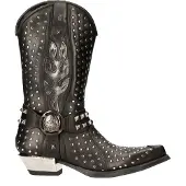 New rock Cowboystövlar med nitar i svart läder - M-7928-S1