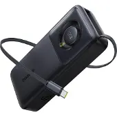 Baseus Free2Pull P10073700123-00 - Power bank - with built-in retractable Type-C cable - 5 / 9 / 12 / 15 / 20 V - 65 Watt - litiumpolymer - 20000 mAh - 74 Wh - utgångskontakter: 2 - cosmic black