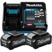 Makita XGT DC40RA - Batteriladdare + batteri 2 x - Li-Ion - 4 Ah - 1 x batterier laddas