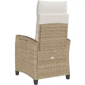 vidaXL Fällbar trädgårdsstol med sidobord beige konstrotting