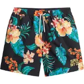 Superdry för män. M3010242A Mångfärgad baddräkt med Hawaii-tryck (L), Svart, Flerfärgad, Strandkläder, Återvunnen polyester, Hållbar