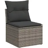 vidaXL Loungegrupp för trädgården med dynor 6 delar grå konstrotting