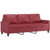 vidaXL 3-sitssoffa vinröd 180 cm konstläder