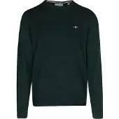 Gant för män. 87211 Rundhalsad tröja i mycket fin grön fårull (S), Casual, Marino