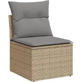 vidaXL Soffgrupp för trädgården med dynor 13 delar beige konstrotting