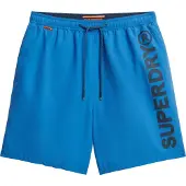 Superdry för män. M3010248A 43,2 cm baddräkt med blå sportgrafik (S), Strandkläder, Återvunnen polyester, Hållbar