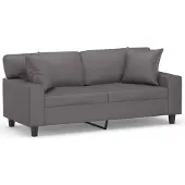 vidaXL 2-sits soffa med prydnadskuddar grå 140 cm konstläder