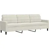 vidaXL 3-sitssoffa gräddvit 210 cm sammet