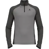 Odlo Men's Tn Long Sleeve Halfzip Natural Grey Melange - Dark Grey Melange