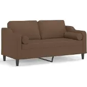 vidaXL 2-sits soffa med prydnadskuddar brun 140 cm tyg