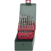 Metabo 627154000 HSS Metall-spiralborrset 25 delar 1 mm, 1.5 mm, 2 mm, 2.5 mm, 3 mm, 3.5 mm, 4 mm, 4.5 mm, 5 mm, 5.5 mm, 6 mm, 6.5 mm, 7 mm, 7.5 mm, 8 mm, 8.5