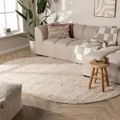 NATURL. Oval ullmatta | Feline vit/melerad hos Volero | 122x183 cm | Ull | Blandat | Oval | Plattvävd