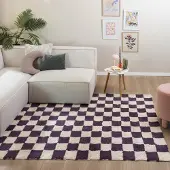 FRAAI Retromatta | Gambit mörklila/vit hos Volero | 200x290 cm | Bomull | Symmetrisk | Rektangulär | Hög lugg