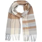 Suitable Sjal Softfeel Check Off-White Grå Beige