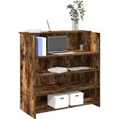 vidaXL Receptionsdisk rökfärgad ek 100x50x103,5 cm konstruerat trä
