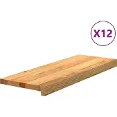 vidaXL Trappstegsmattor 12 pcs ljusbrun 70x25x2 cm massiv ek