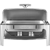 Vevor Roll Top Chafing Dish Buffé Komplett Set, 9Qt Rostfritt Stål Chafer med Fullstor Panna, Rektangulär Cateringvärmare med Lock, Vattenpanna, Hopfällbart Stativ, Bränslehållare, Matklämma, Silver