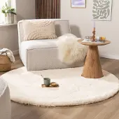 NATURL. Rund fluffig matta | Comfy Supreme gräddvit hos Volero | Ø 80 cm | Polyester | Enfärgad | Rund | Hög lugg