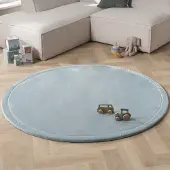 Little Olly Rund lekmatta | Jip blå hos Volero | Ø 200 cm | Polyester | Enfärgad | Rund | Plattvävd
