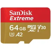 SanDisk Extreme - Flash-Speicherkarte (microSDXC-an-SD-Adapter inbegriffen) microSD-Kort 64 GB Class 10, UHS-I, v30 Video Speed Class stötsäker,