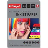 ActiveJet AP6-260GR100, Vit, Glansigt, 260 g/m ^, Bläckstråleskrivare, A6, Harts