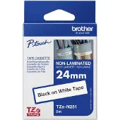 Brother Etiketter TZe, TZ TZe-N251 Bandfärg: Vit Skriftfärg:Svart 24 mm 8 m