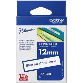 Brother TZe-233 - Blått på vitt - Rulle (1,2 cm x 8 m) 1 kassett(er) bandlaminat - för PT-D210, D600, H110, P750, P950 P-Touch Cube PT-P300 P-Touch Cube Pro PT-P910