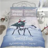 Dymo Jultemabett Santa's Coming to Town sängkläder till dubbelsäng 200x200 cm