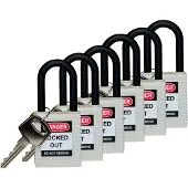 Brady 813641, Konventionellt hänglås, Tangentlås, Olika låsning, Vit, Nylon, Nylon