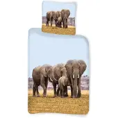 Licens Elefant sängkläder - 100% bomull - Barnsängkläder 140x200 cm - Elefantfamilj