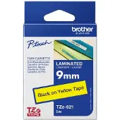 Brother TZe-621 Märkband PET Bandfärg: Gul Skriftfärg: Svart 9 mm 8 m