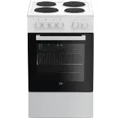 Beko FSE56000GW, Fristående köksspis, Vit, Rotations-, Vit, 4 zone(s), Främre till vänster