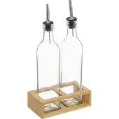 5 Five olja- och ättiksflaskor med dispenser + bambuställ