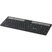Powerton SolarSlim Keyboard, US Solar Powered Keyboard, Multi-Device Type 2.4 GHz Dongle + Dual Bluetooth, Wireless, Black
