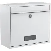 Basi BK 900, Väggmonterad brevlåda, Stål, Vit, Vågrät, nyckel, 1 styck