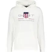 Gant för män. 2047082 Archive Shield huvtröja off-white (XL), Vit, Casual, Bomull, Lång ärm