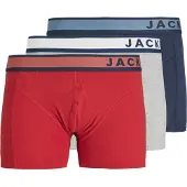 Jack & Jones Boxershorts 'JACDenver' marinblå / ljusgrå / gråmelerad / mörkröd