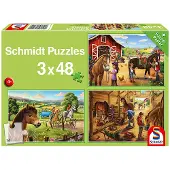 Sonstige Verlage Pussel Mina favorit hästar 3x48 bitar, Schmidt