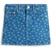 Tommy Hilfiger Floral Print Flag Embroidery Denim Skirt