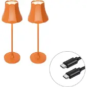 QAZQA Set med 2 retro bordslampor orange laddningsbara IP44 - Granny