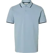 Selected T-shirt 'SLHATLAS' marinblå / rökblå / vit