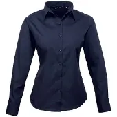 Premier Långärmad blus i poplin för damer/damer (Marinblått)