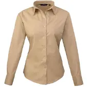 Premier Långärmad blus i poplin för damer/damer (Khaki)