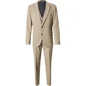 HUGO Three-piece extra-slim-fit suit in stretch dobby