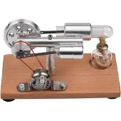 Koogeelife Stirlingmotor-kit Elgenerator Värmeluftmotor Modell med LED-ljus Svänghjulsdesign